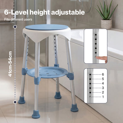 Levede Shower Chair Swivel 6-Level Adjustable Height Shower Bath Stool Seat