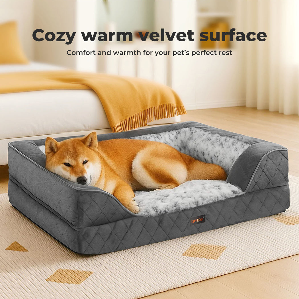 Skylos Orthopedic Pet Bed Dog Memory Foam Cushion Calming Washable Extra Large