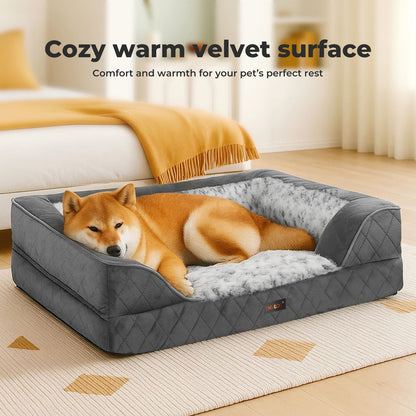 Skylos Orthopedic Pet Bed Dog Memory Foam Cushion Calming Washable Extra Large