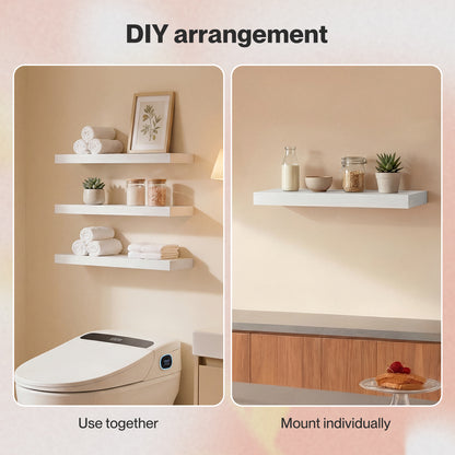 Levede Floating Shelf Wall Storage Screw Mounted Rustic Home Decor 3 PCS White