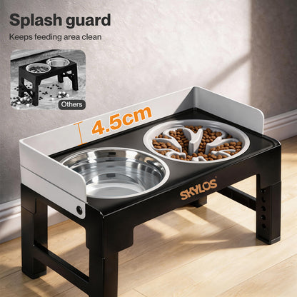 Skylos Raised Dog Bowls Elevated Pet Feeder 6 Height Slow Food Water Feeding