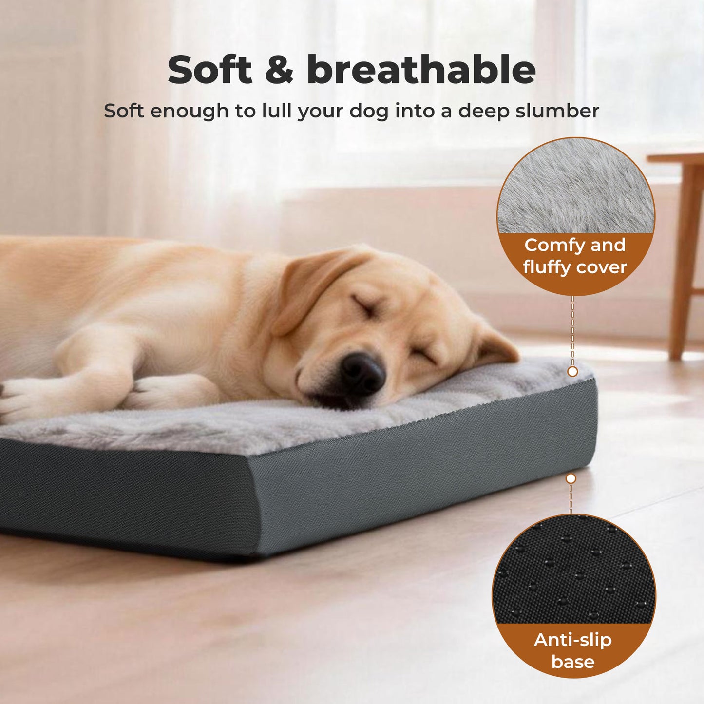SKYLOS Washable Dog Bed Waterproof Plush Non-Slip Pet Mattress for Medium Dogs