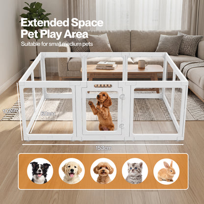 Skylos Dog Pen  Transparent Dog Playpen  153x102x60cm  HDPE Acrylic  White