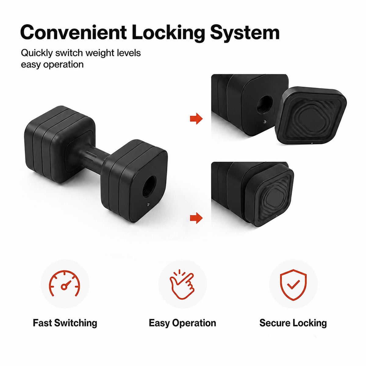 Centra Adjustable Dumbbells Set 2-5Kg Quick Lock TPU Grip for Home Gym Black