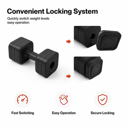 Centra Adjustable Dumbbells Set 2-5Kg Quick Lock TPU Grip for Home Gym Black