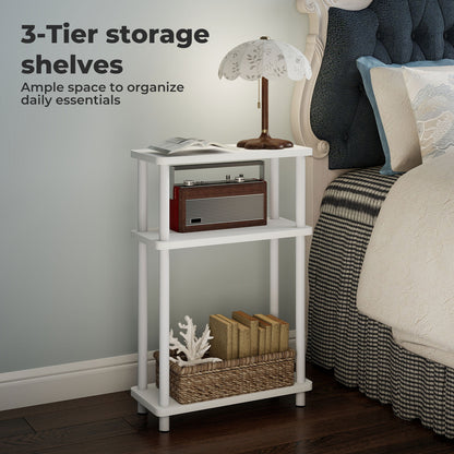Levede Slim Side Table 3 Tier Narrow Sofa End Table Bedside Storage Stand White