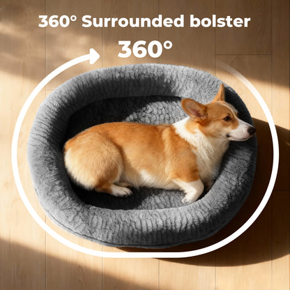 Skylos Orthopedic Dog Bed Plush Soft Washable Pet Bed Grey Cosy Cushion Large