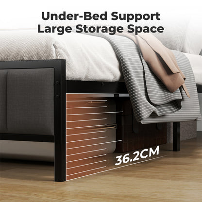 Levede Large Single Bed Frame Metal 90x200cm LED Headboard Charging Station