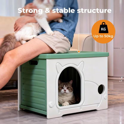 Skylos Dog Kennel Plastic Puppy Shelter Pet House Weatherproof Outdoor Indoor