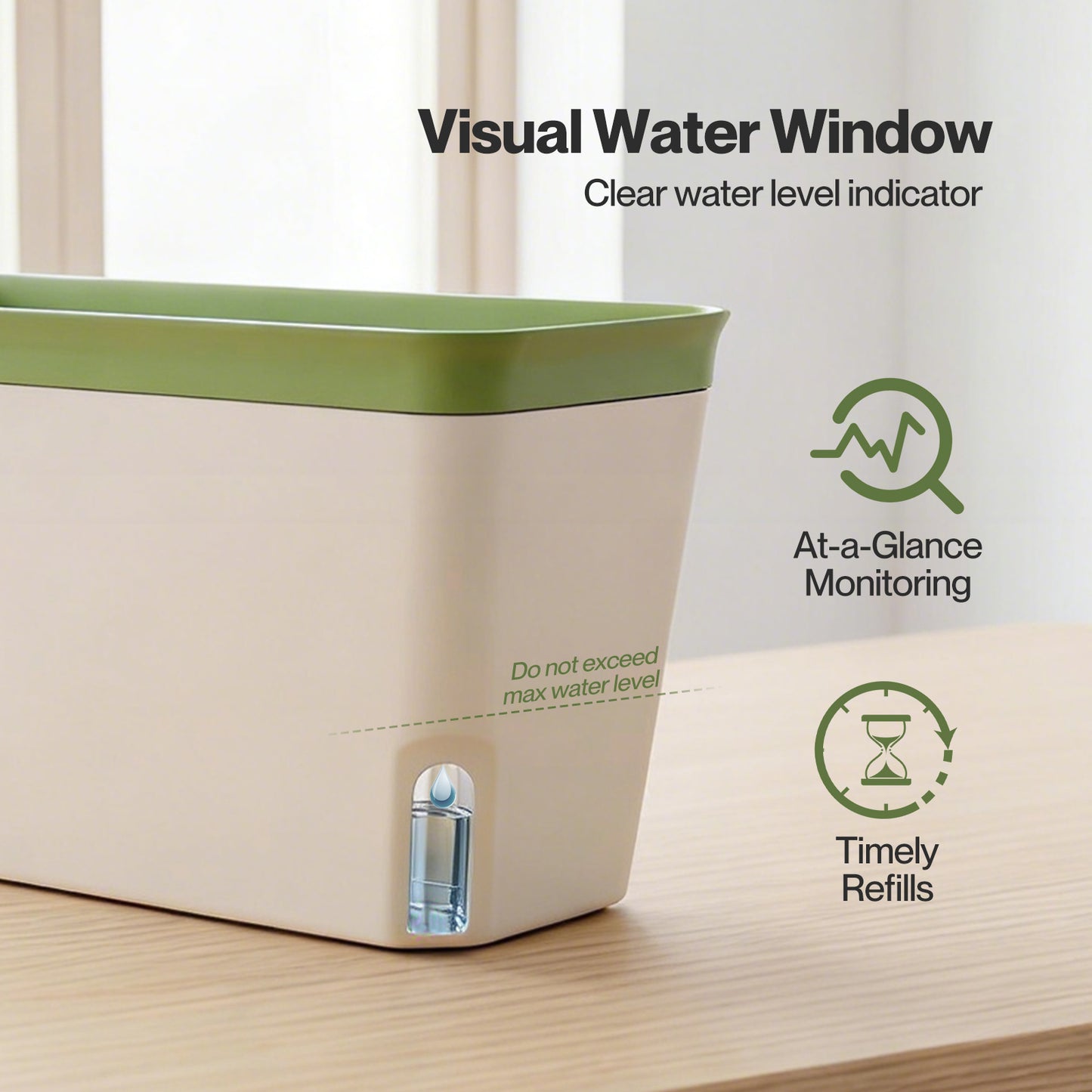 TOQUE 3PCS Self Watering Plant Pots Indoor Herb Planters with Water Level Window
