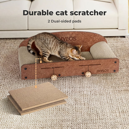 Skylos Cat Scratcher Scratching Board Corrugated Cardboard Scratch Bed 2 Balls