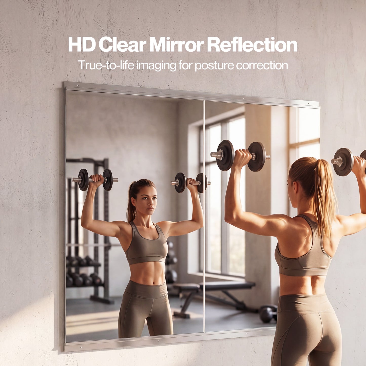 Yezi Home Gym Mirrors Wall Mounted Large Full Body Mirror 2 PCS 120cm x 60cm