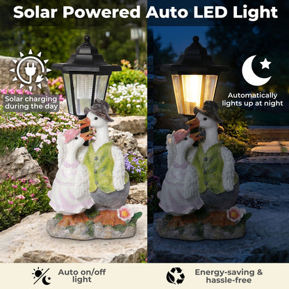 Emitto Garden Ornaments Outdoor Solar Duck Sculpture with LED Light for Patio
