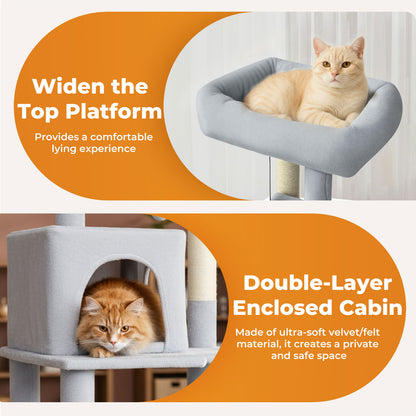 Skylos 143cm Cat Tree Multilevel Scratching Post Climbing Tower Activity Centre
