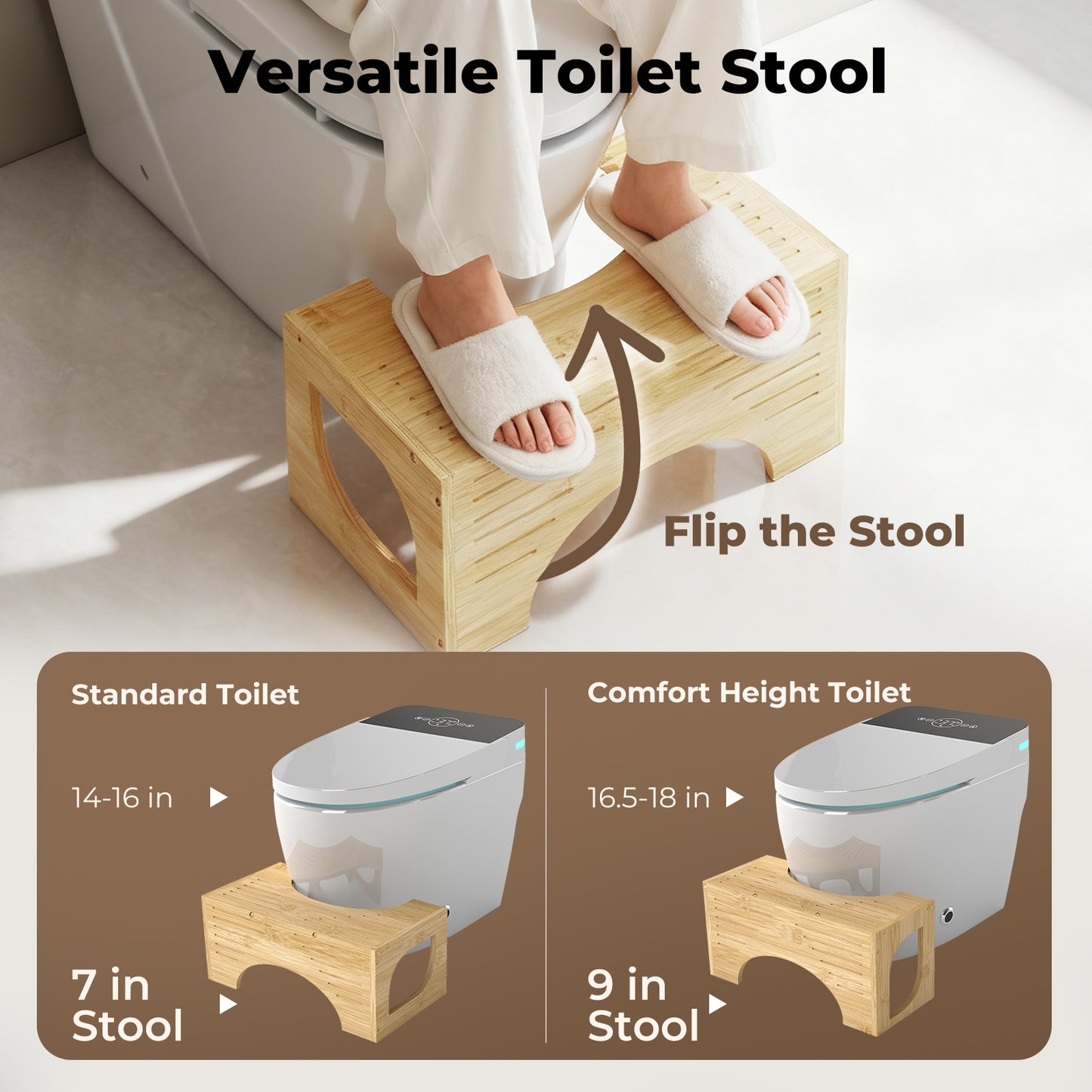 Levede Bamboo Squatty Potty Squatting Toilet Poop Stool Bathroom Non-Stick