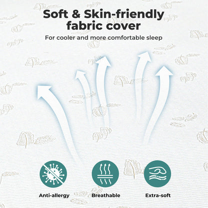 Lavio Memory Foam Mattress Topper 7cm Single Dual Layer Pressure Relief Washable