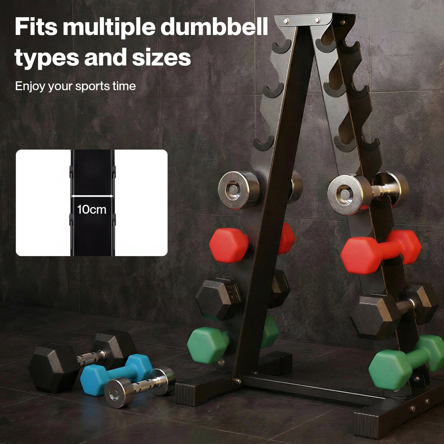 Centra Hex Dumbbells Stand 5-40kg Set Weight Storage Holder Rack Steel 6 Tier