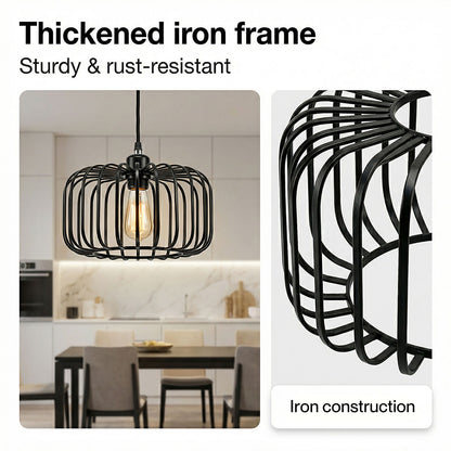 Emitto Industrial Ceiling Pendant Light Shade Black Metal Cage Lamp Shade 28.5cm