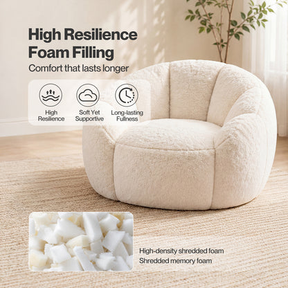 Levede Bean Bag Chair Faux Rabbit Fur Floral Shaped Reading Sofa Chair White