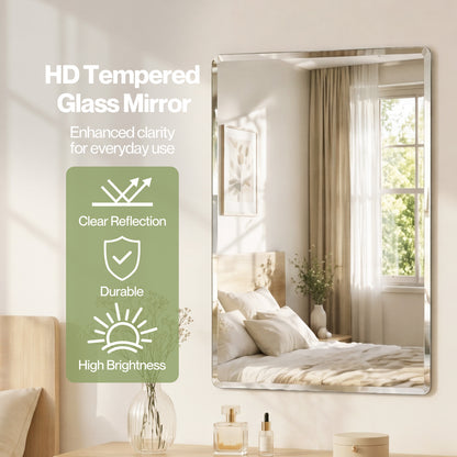 Yezi Wall Mirror Tempered Glass HD Make Up Mirror Vanity Bathroom 45x60cm