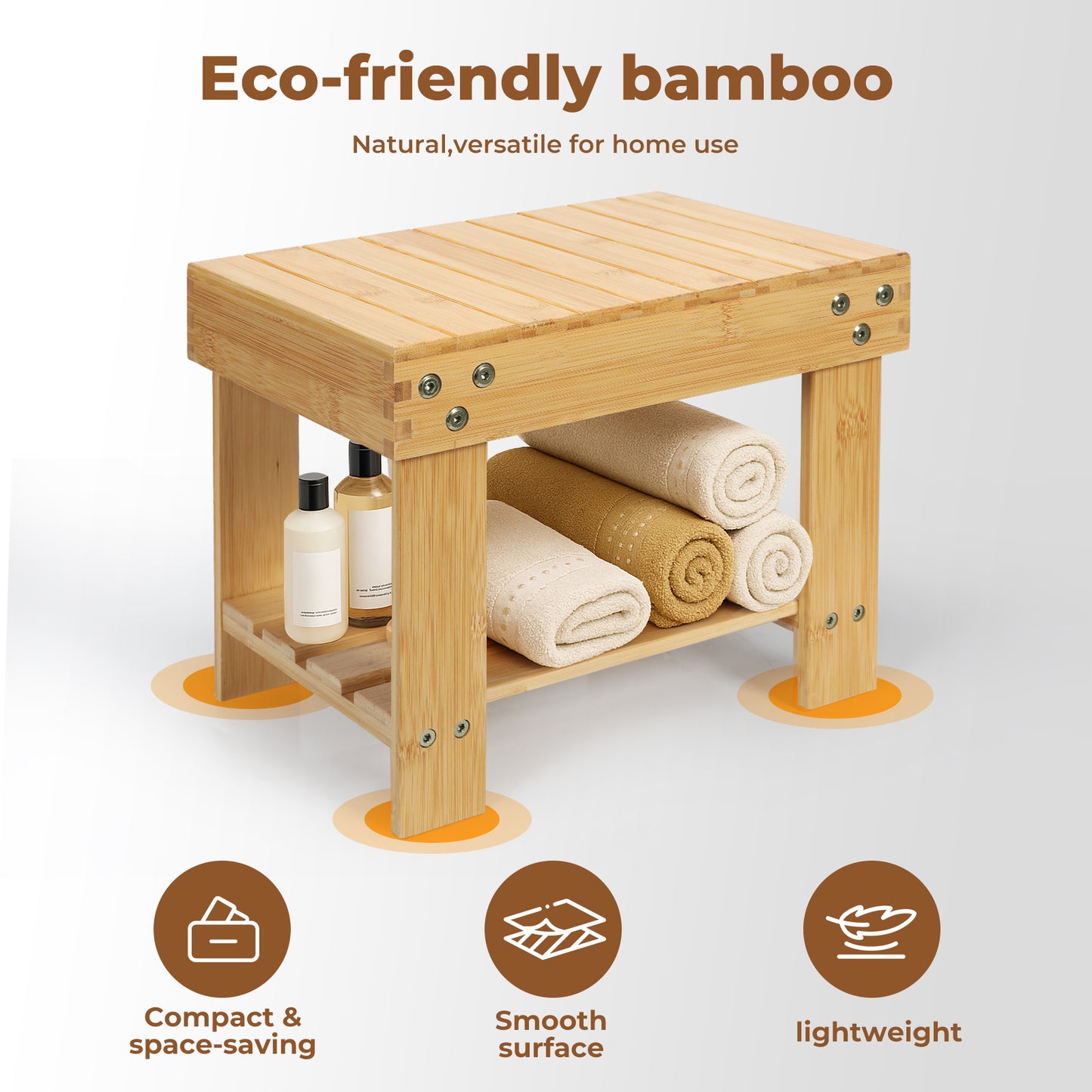 Levede Step Stool Seat Bamboo Multi Purpose with Storage Shelf Home Shop Kids