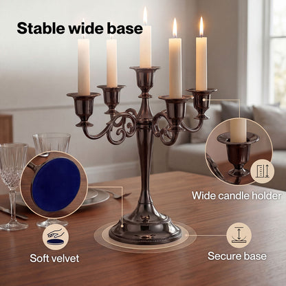 Levede Candle Holder 5 Arm Metal Candelabra Black Candlestick Stand Centerpiece