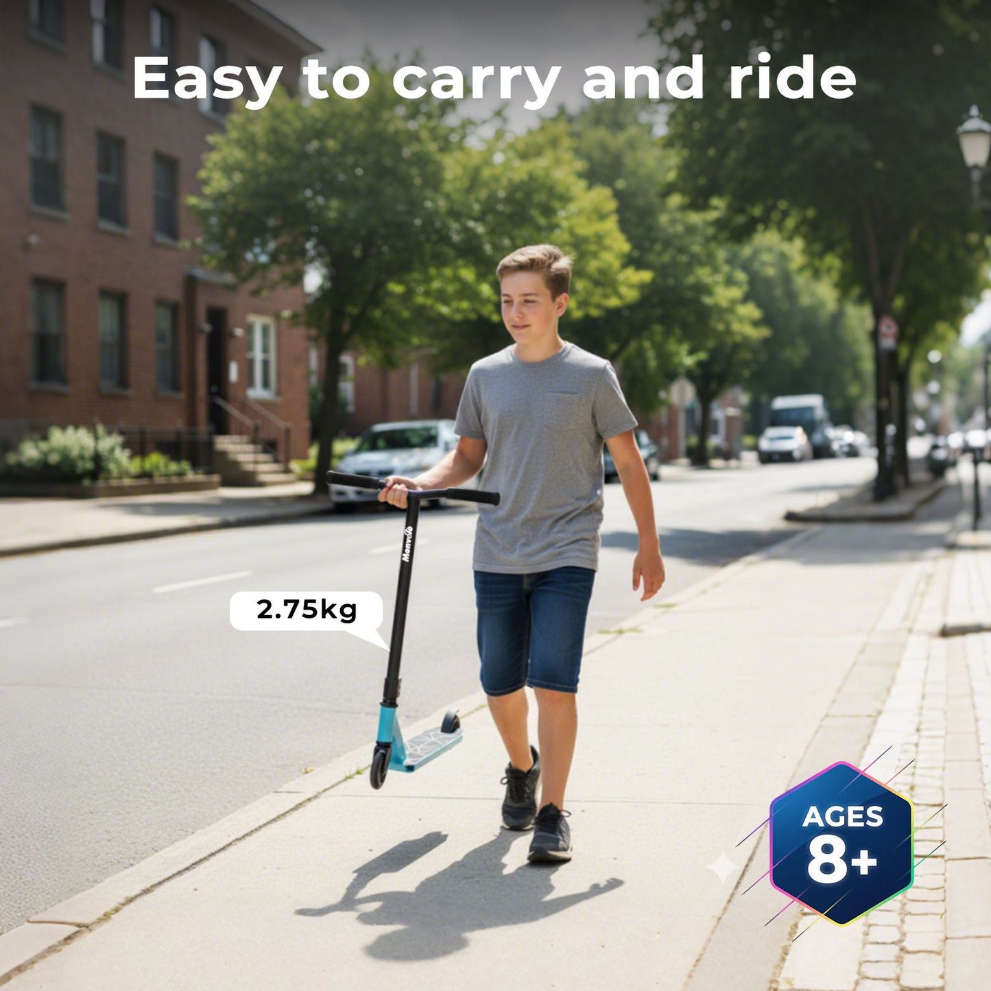 Monvelo Stunt Scooter for 8+ Kids Adult 360° Freestyle Trick Scooter Max 100kg
