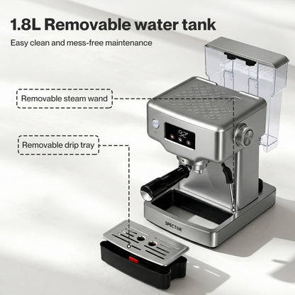 Spector 20 Bar Espresso Coffee Machine Maker Milk Frother Cappuccino Latte Cafe