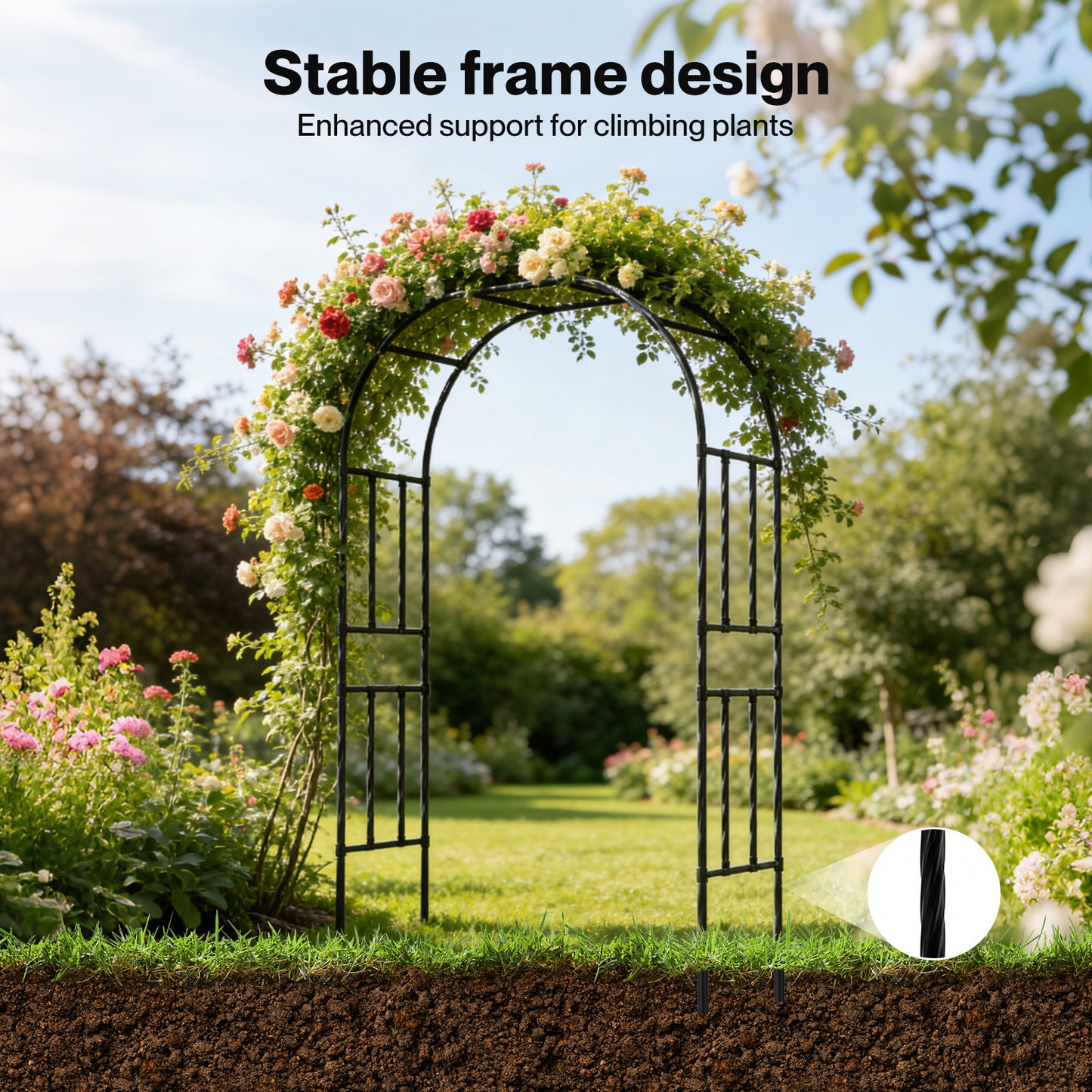LAMBU 2.4M Metal Garden Arch Trellis Rose Climbing Plant Archway Tubular Frame