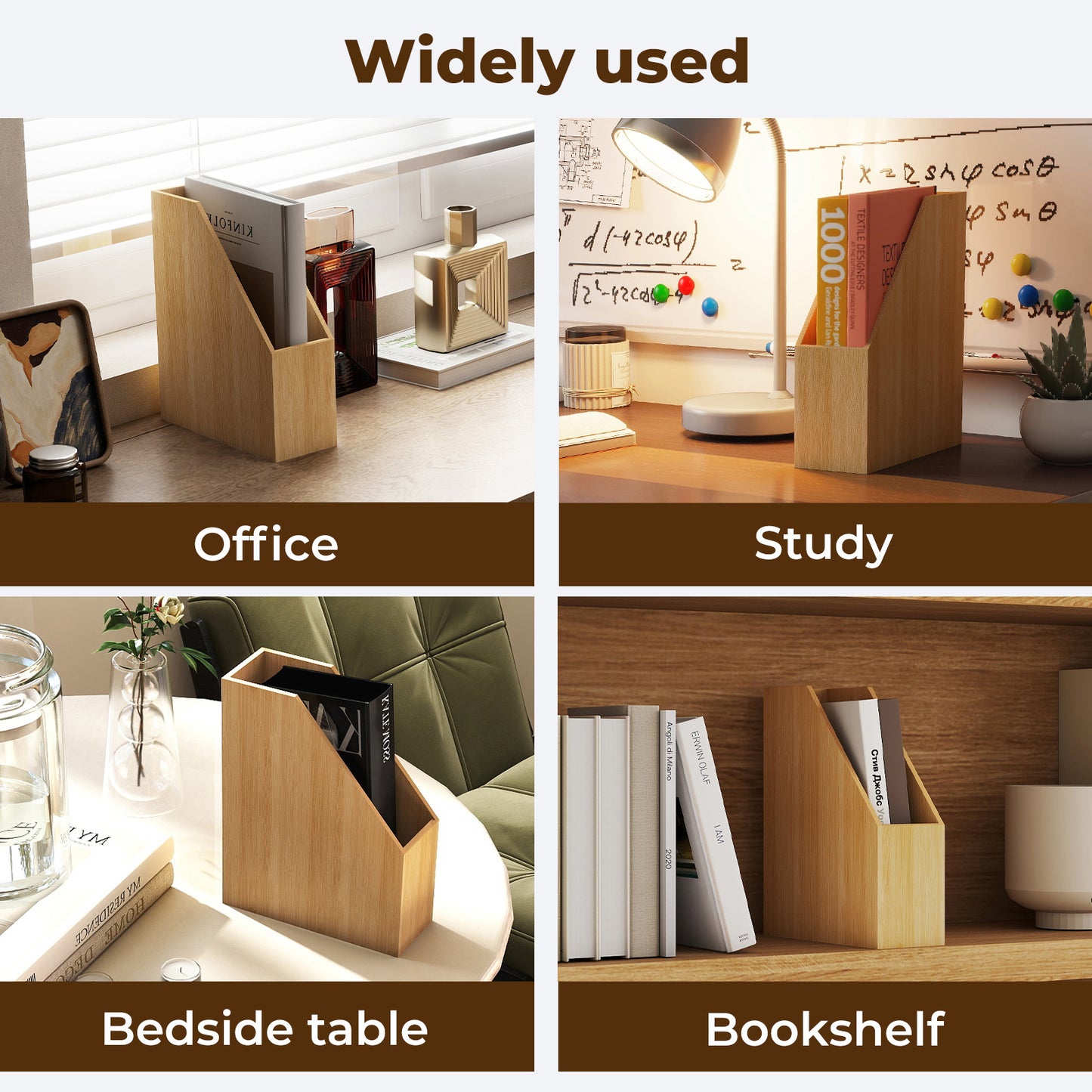 Levede Bamboo File Rack Wooden Magazine Holder A4 Document Office Desk Organiser