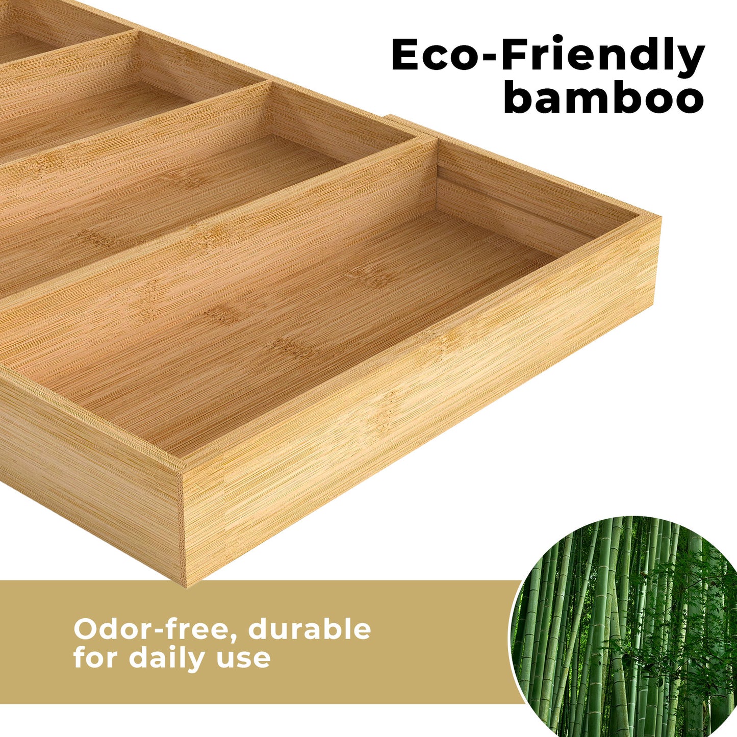 Toque Cutlery Tray Kitchen Drawer Organiser Extendable Bamboo Utensils Storage