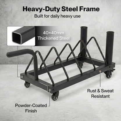 Centra Weight Plate Rack Wheeled Horizontal Olympic Barbell Bumper Storage Stand