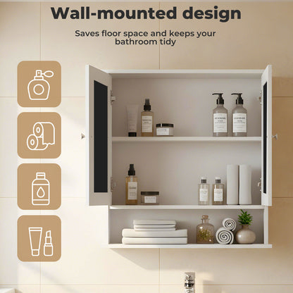 Levede Bathroom Mirror Cabinet Wall Mounted Storage Cupboard with Open Shelf