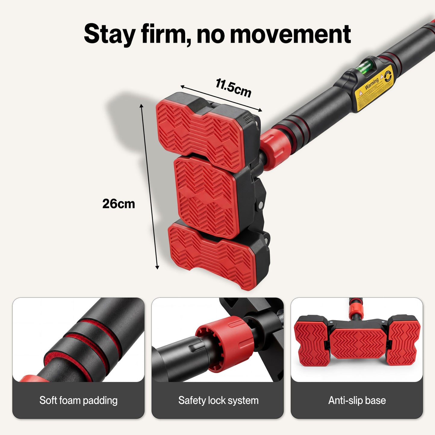 Centra Pull Up Bar Doorway No Screw Lever Adjustable Length Heavy Duty 200kg