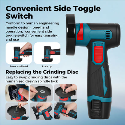 Traderight Mini Cordless Angle Grinder 2 Battery Charger Polishing Cutting 12V