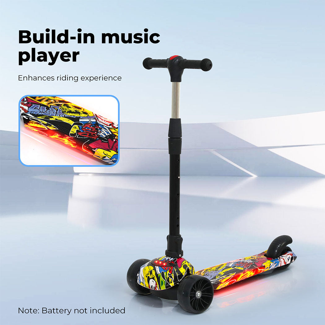 Dekko Foldable Kids Scooter Adjustable Height Flashing LED Music Multi-colour