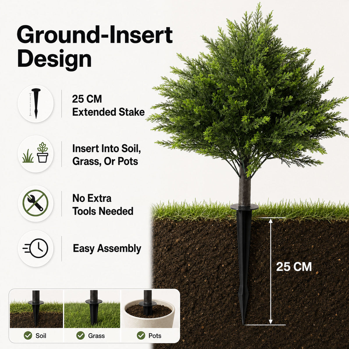 Lambu Artificial Cedar Topiary Balls Set of 2 Ground Spike Patio Garden Green