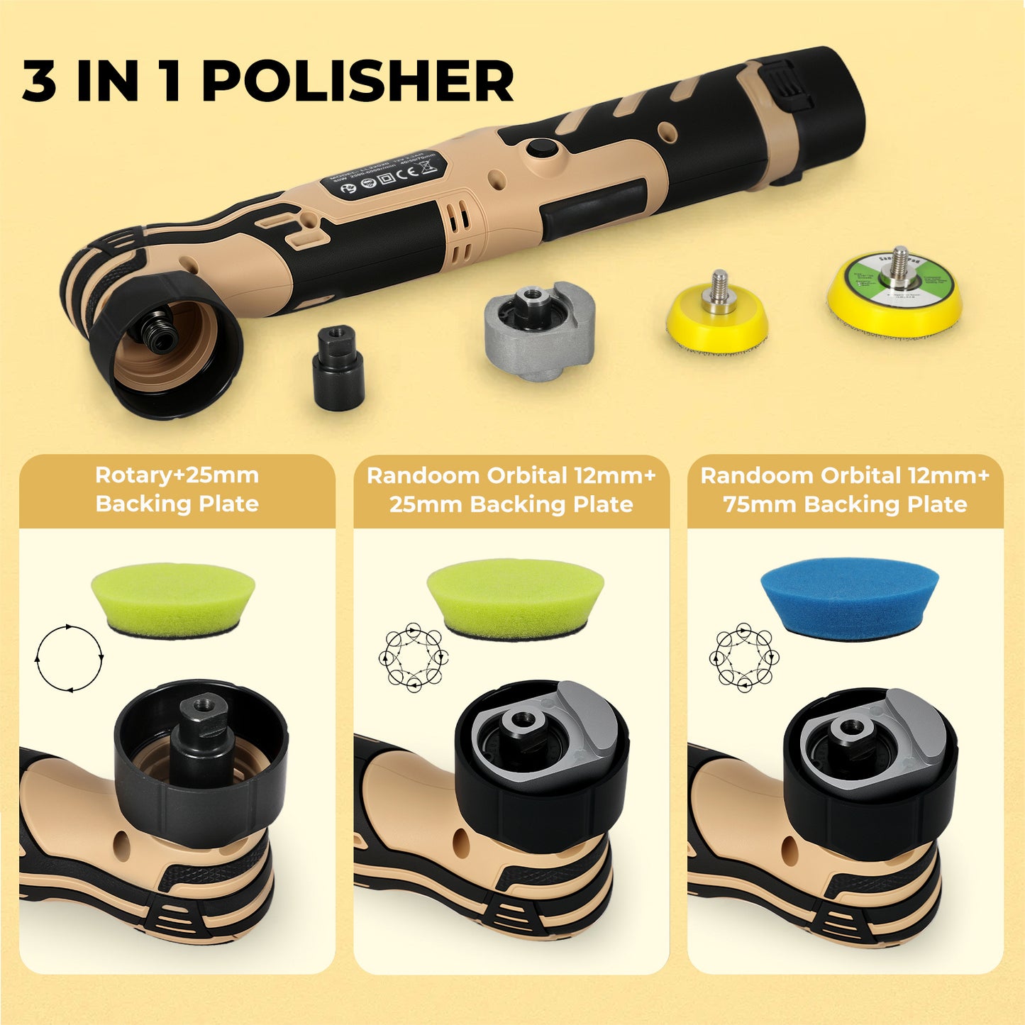 Traderight Cordless Car Polisher Buffer Mini Polishing Machine Dual Action 12V