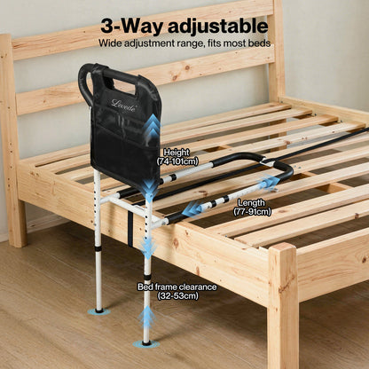 Levede Bed Rail Frame Adjustable Bedside Support Bar Bedroom Handle Storage Bag