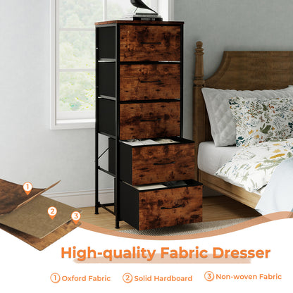Levede Chest of Drawers Vintage Wood 5 Drawer Bedroom Storage Organiser Brown