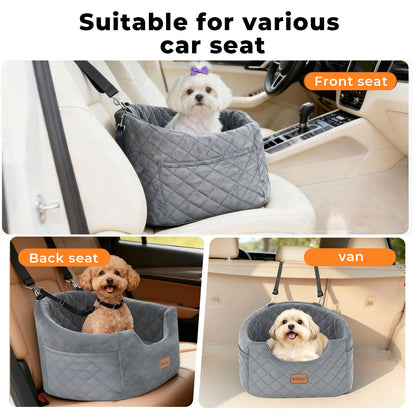 Skylos Dog Booster Car Seat Safe Puppy Travel Carrier Bed Bag Basket Pet Grey