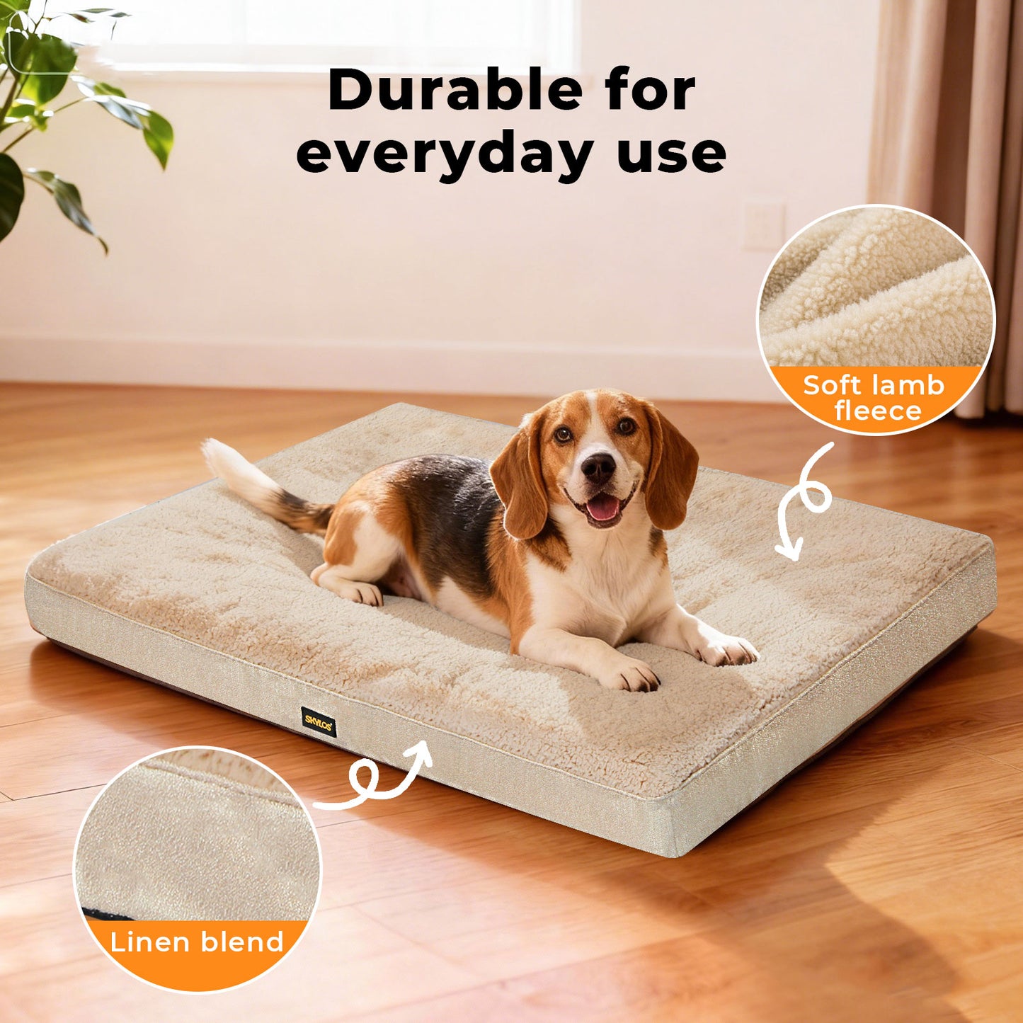Skylos Pet Bed Orthopaedic Sherpa Fleece Soft Dog Crate Cushion Mat Washable