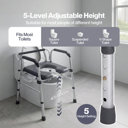 Levede 3 in 1 Commode Chair Folding Shower Chair Toilet Seat Riser Adjustable