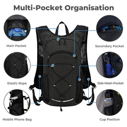 Swifto Hiking Backpack Foldable 20L Water Resistant Daypack For Camping Black