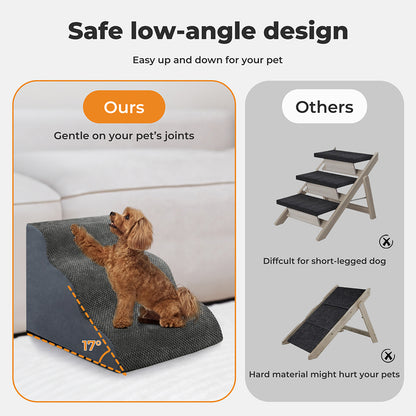 Skylos 3-Step Pet Stair Dog Ramp for Sofa Bed High Density Foam Non-Slip Ladder
