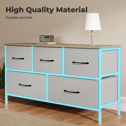 Levede Fabric Chest of Drawers 5 Drawer Dresser Bedside Storage Organizer Unit