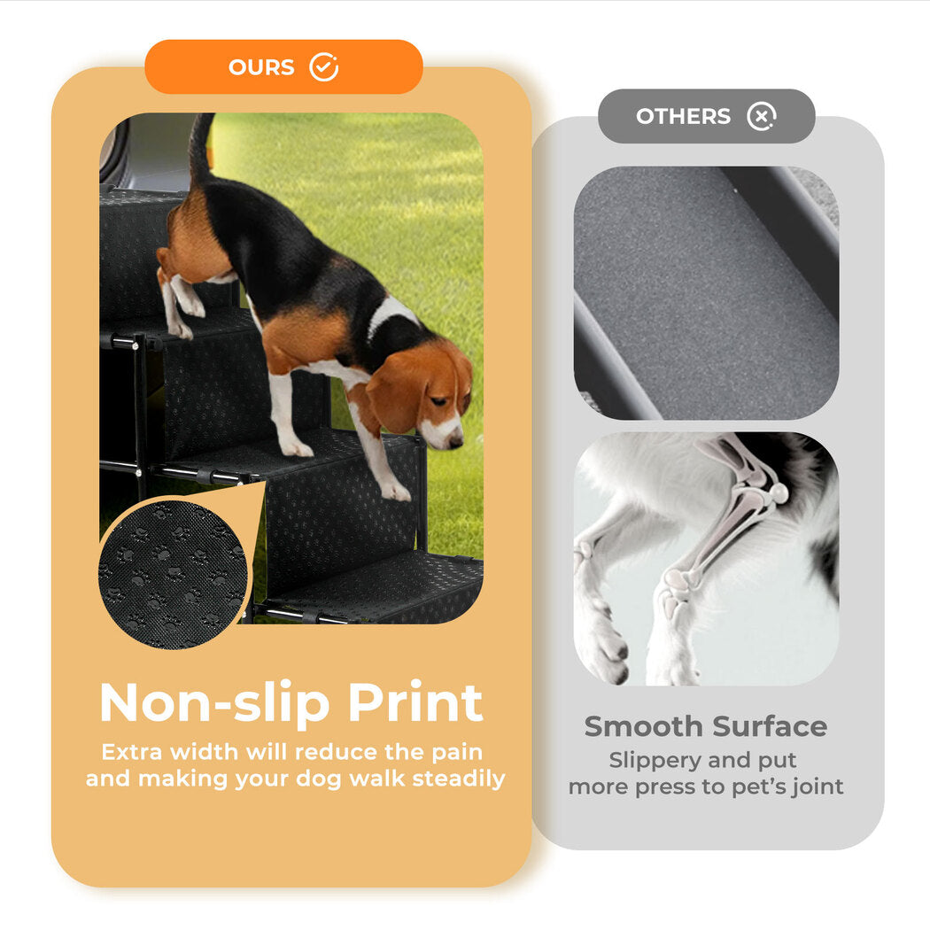 Skylos Pet Stairs Dog Ramp 4 Soft Steps for Car SUV Booster Foldable Portable