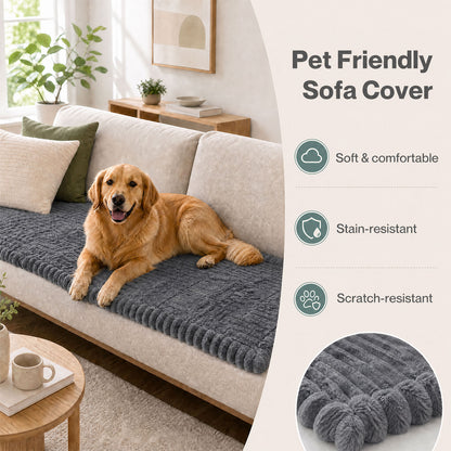 Marlow Corduroy Sofa Cover Pet Friendly Non Slip Washable 70 x 180cm Deep Grey