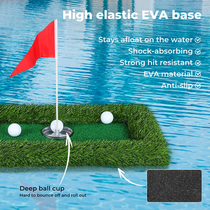 Centra Floating Golf Green Mini Mat Set Putting  Turf Pool Water Outdoor 60x30CM