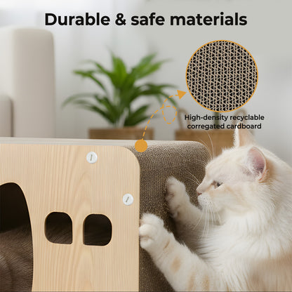 Skylos Cat Scratching Post Cat Cardboard House Cat Scratcher with Toy Indoor